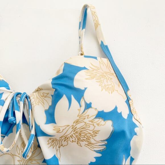 Victoria’s Secret Tankini Forever Sexy Blue Cream Gold Floral Top Size 34C - Picture 10 of 11